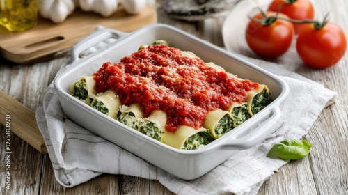 Scrumptious Spinach and Ricotta Cannelloni with Tomato Sauce