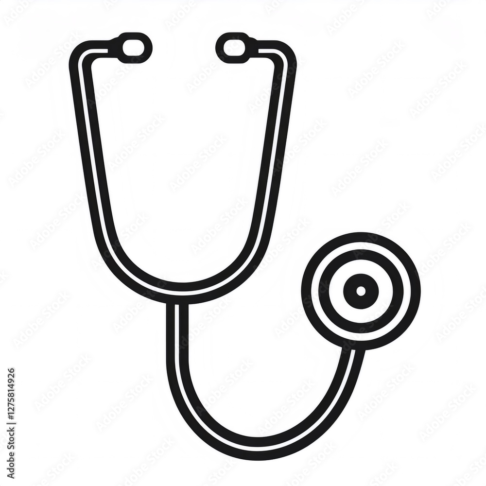 Stethoscope representing medical healthcare, cardiology and auscultation on a white background Stethoscope representing medical healthcare, cardiology and auscultation on a white background