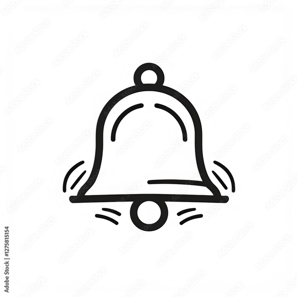 Hand drawn ringing bell icon isolated on white background, ideal for notifications and alerts Hand drawn ringing bell icon isolated on white background, ideal for notifications and alerts