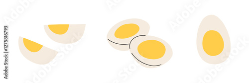Boiled Egg cartoon set collection.