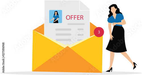 Job offer or job opportunity to be promoted or new position for higher salary concept