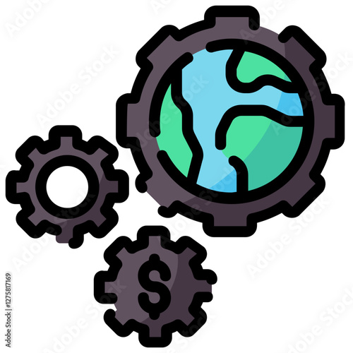 international economics vector filled outline icon