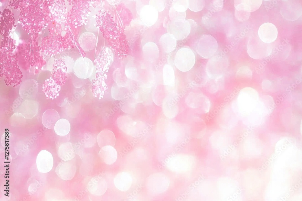 Fototapeta premium Soft Pink Background with Glittering Bokeh Lights and Sparkles