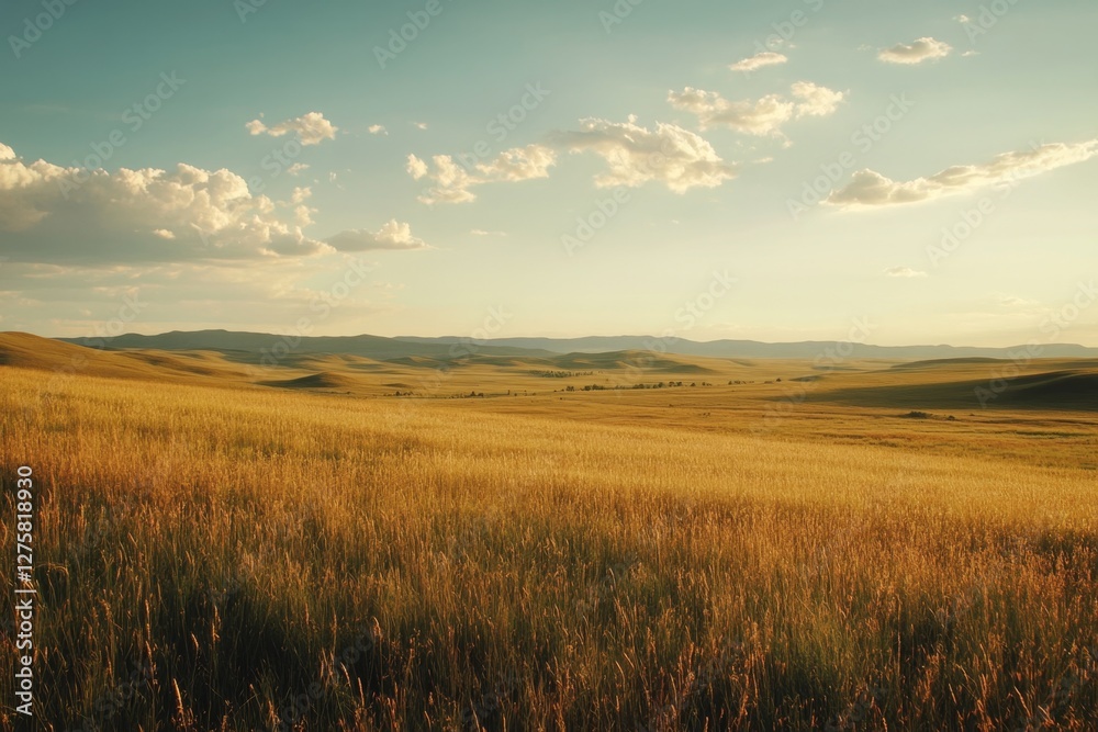 Golden Prairie Sunset Landscape, Montana, USA Golden Prairie Sunset Landscape, Montana, USA