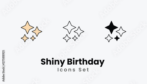 Shiny Birthday  Icons thin line and glyph vector icon stock illustration