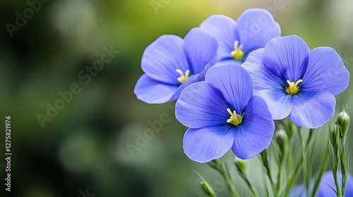 Closeup of Flax Flowers, Bavaria, Germany
