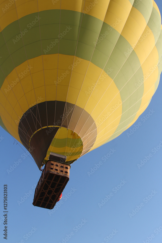 Obraz premium Landscape on East and West bank of Luxor with a hot air balloon, Egypt