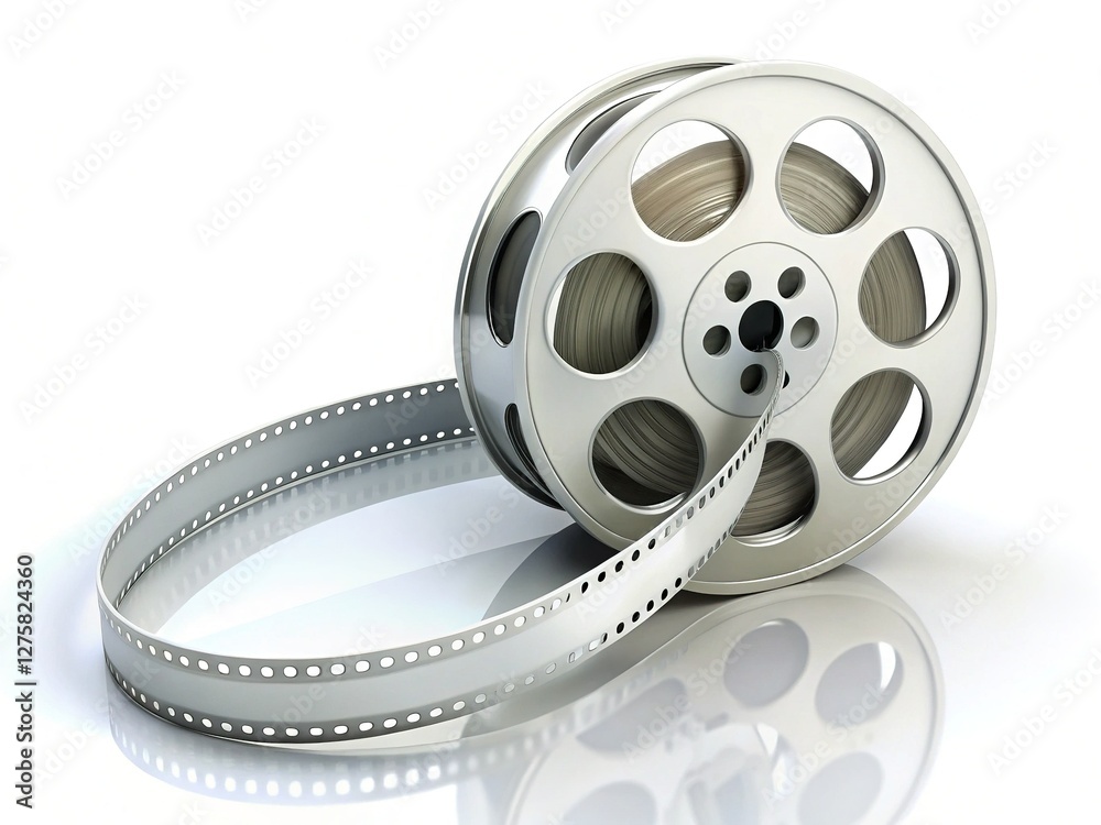 Obraz premium Endless Loop: White Film Reel on Isolated Background