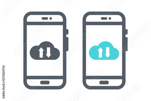 Set of mobile phone and smartphone with cload icon vector illustration