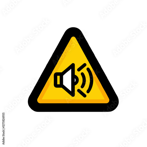High volume noise warning sign icon on transparent background for industrial safety awareness