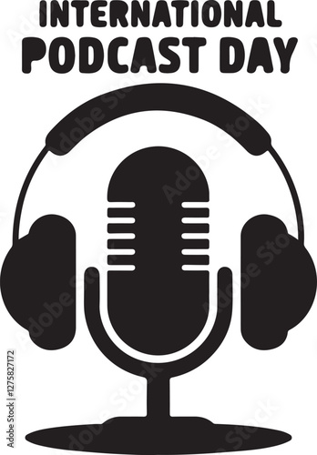 International podcast day. Hand-drawn typography poster. Vector illustration generated by AI