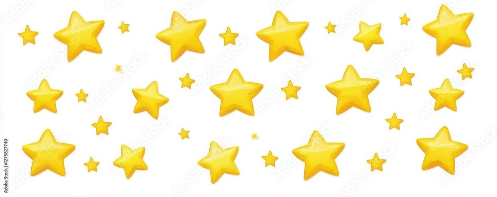 A collection of bright yellow stars on a white background. A collection of bright yellow stars on a white background.
