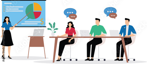 Corporate communication between coworkers concept