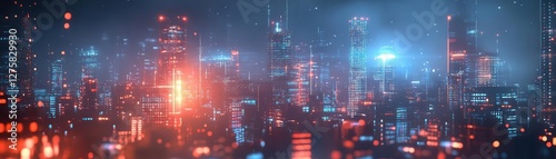 Wallpaper Mural Futuristic city technology with glowing AR systems controlling transportation, vibrant cityscape, dynamic lighting, photorealistic Torontodigital.ca