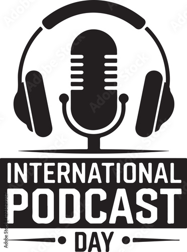 International podcast day. Hand-drawn typography poster. Vector illustration generated by AI