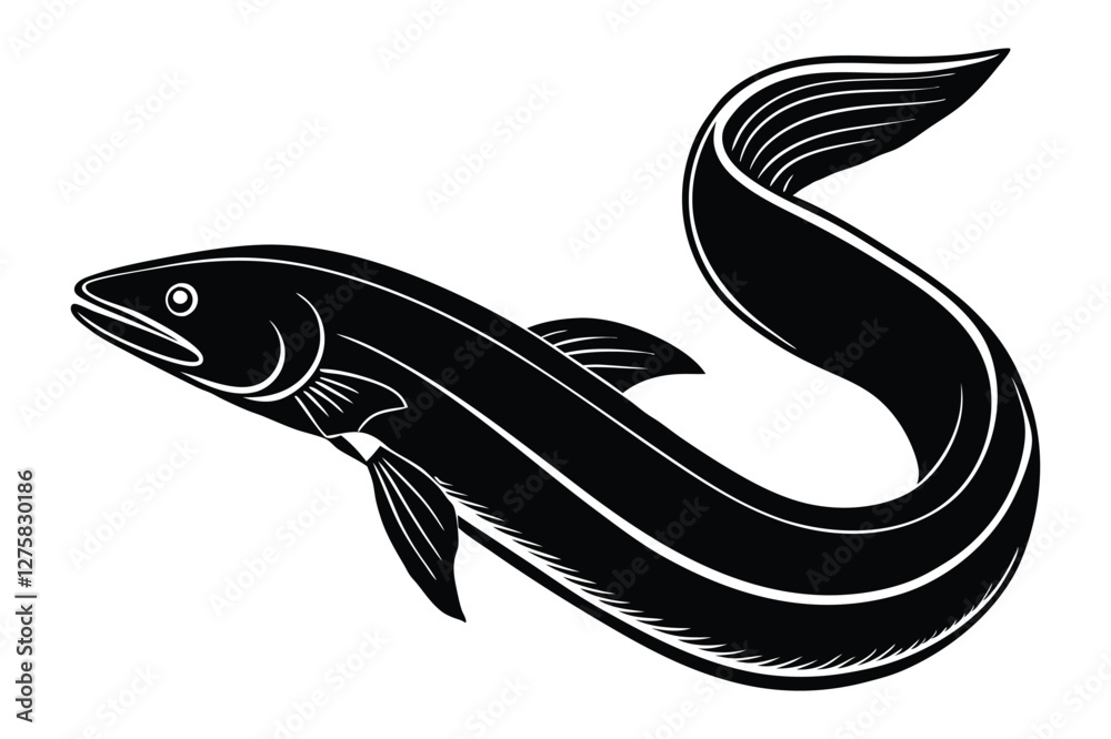 Naklejka premium Eel silhouette vector art illustration on white background