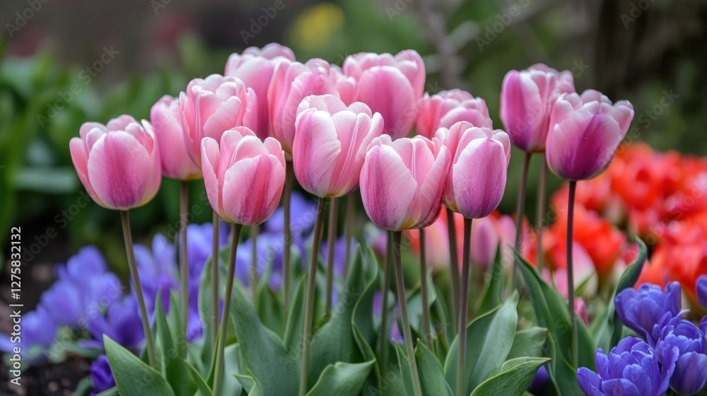 Fototapeta premium Stunning Pink Tulips in a Spring Garden