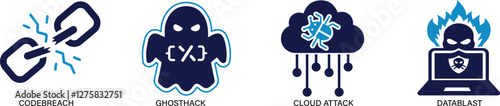 Cyberattack icon set . cloud attack You can easily change the color.