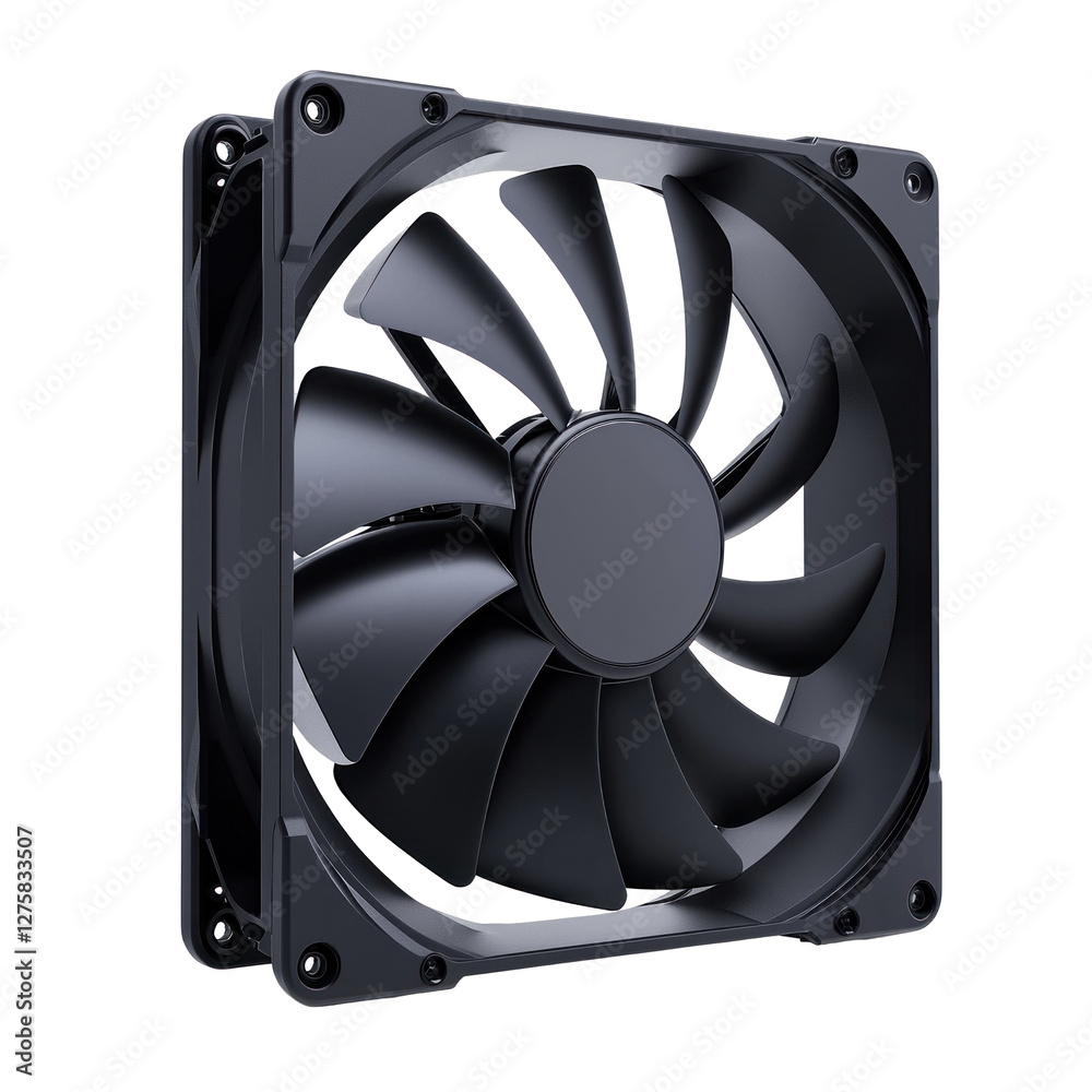 High-performance computer fan with sleek design isolated on png transparent background, cut out High-performance computer fan with sleek design isolated on png transparent background, cut out