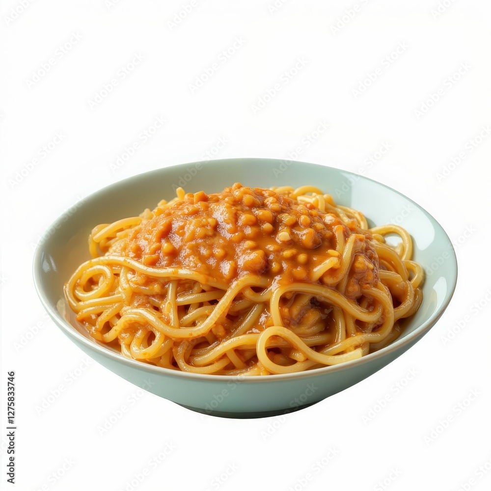 Delicious Bowl of Spaghetti with Red Lentil Sauce A Culinary Delight in a Serene Light Blue Dish Delicious Bowl of Spaghetti with Red Lentil Sauce A Culinary Delight in a Serene Light Blue Dish