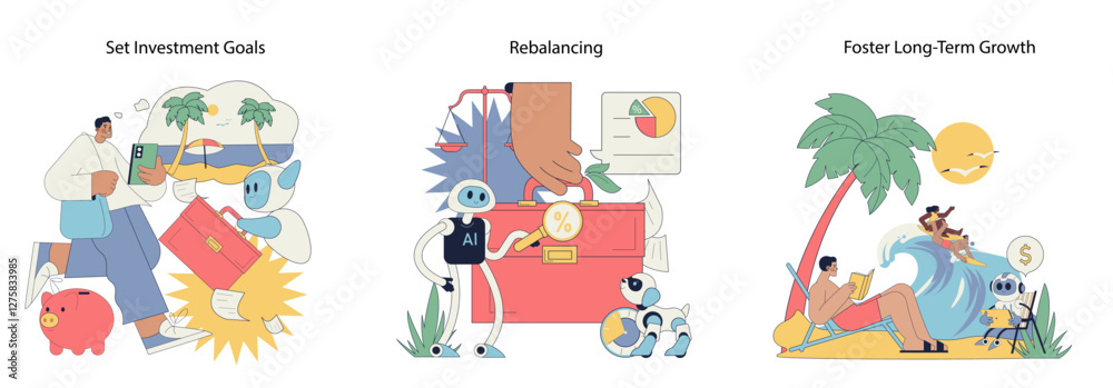 Fototapeta premium robot advisor. Flat Vector Illustration