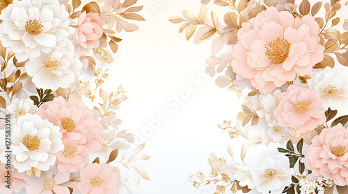 flowers and leaves in pictures illustrator2D. Generative AI Illustration