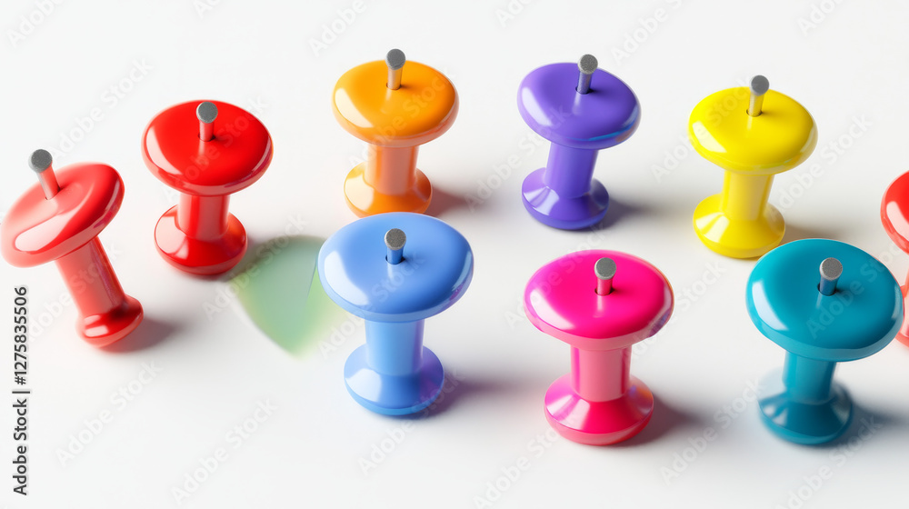 Push pin groups, colorful pushpin and thumbtacks in different positions. Isolated stationery items, plastic paperwork accessories. Needles for memory notes or schedule board, Realistic 3d vector set Push pin groups, colorful pushpin and thumbtacks in different positions. Isolated stationery items, plastic paperwork accessories. Needles for memory notes or schedule board, Realistic 3d vector set