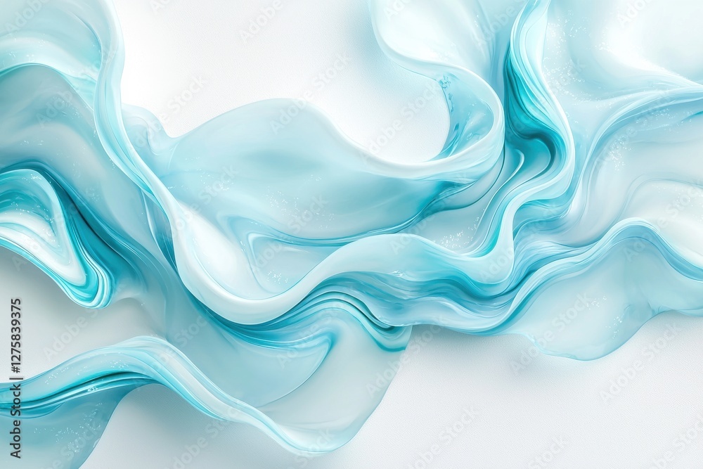 Naklejka premium Elegant abstract background with flowing light blue and white textures, creating a serene and dreamy atmosphere, perfect for modern design and creative projects.