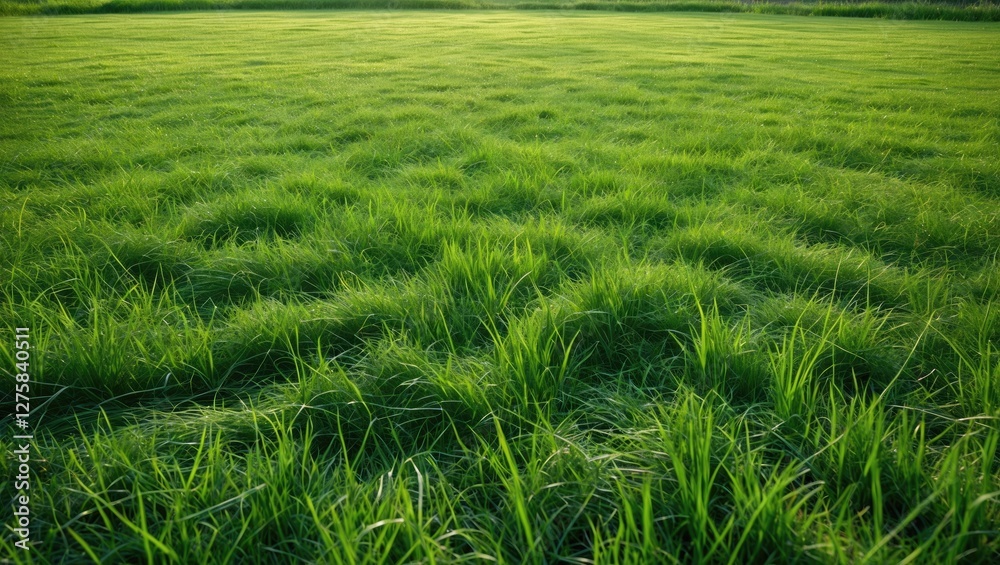 Lush Green Grass Field with a Textured Pattern Under Soft Natural Light Lush Green Grass Field with a Textured Pattern Under Soft Natural Light