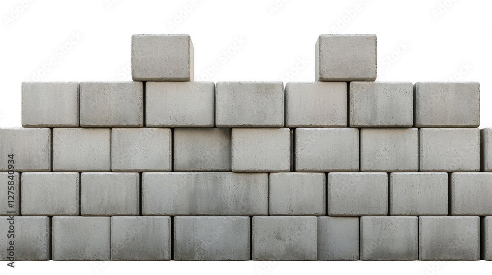 Fototapeta premium Stacked gray concrete blocks, building materials for construction and industrial projects