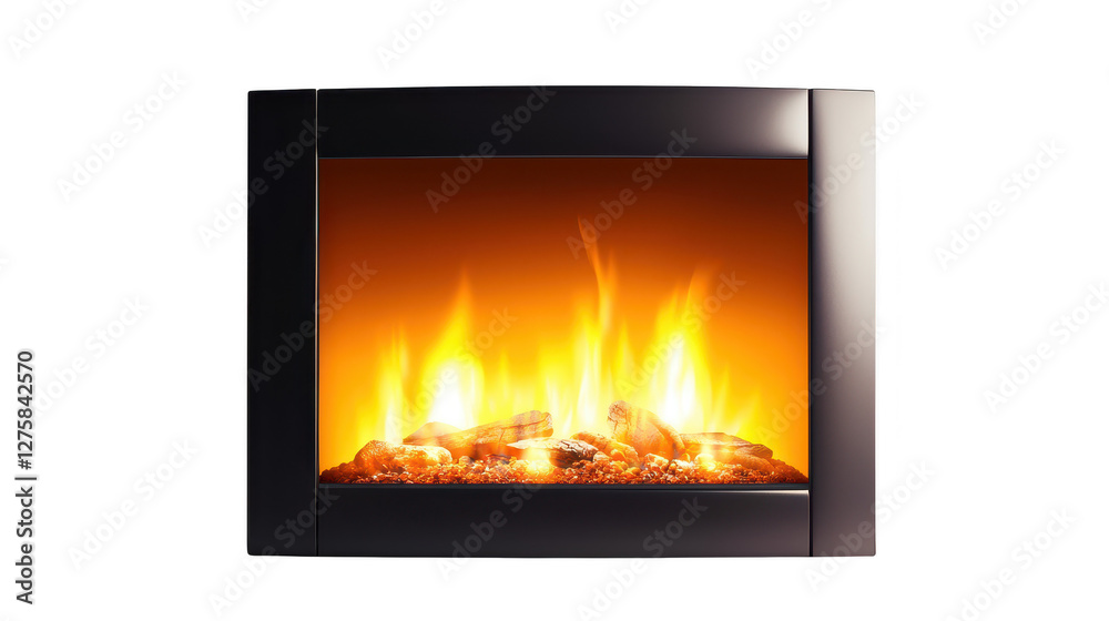 Modern black wallmounted fireplace with realistic flame, enhance your ambiance with warmth and style Modern black wallmounted fireplace with realistic flame, enhance your ambiance with warmth and style