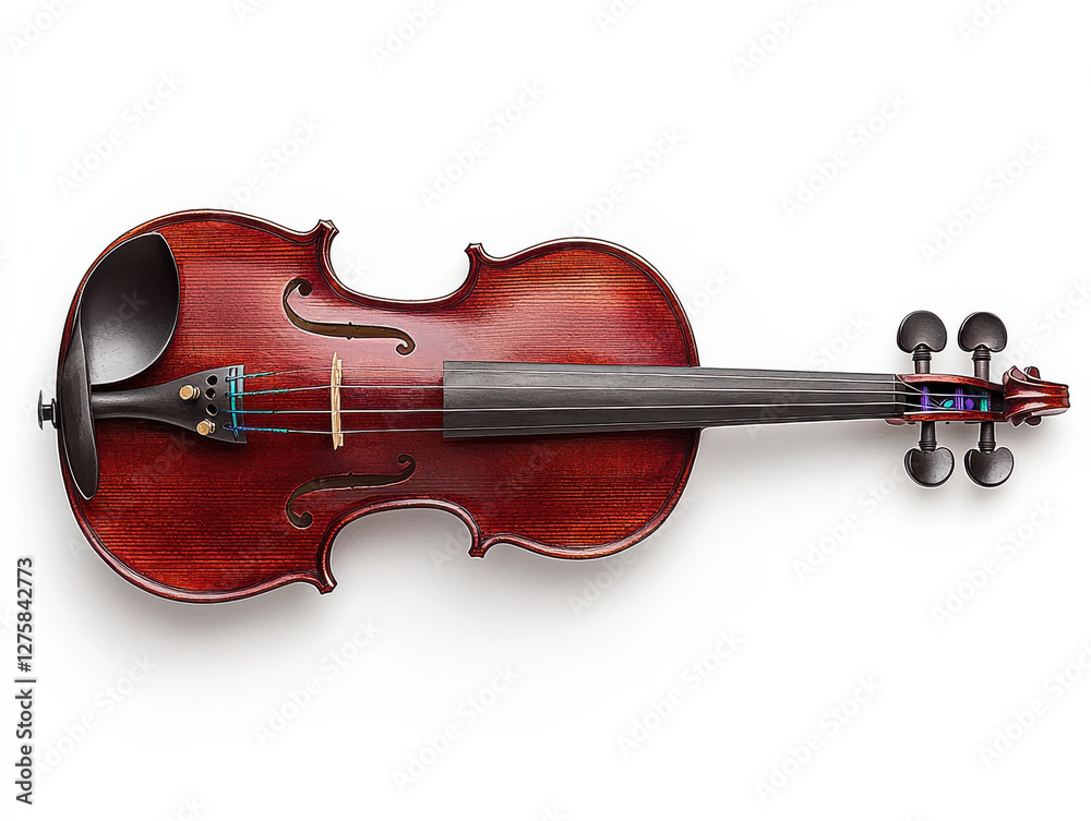 Fototapeta premium Elegant violin with rich wood grain and fine craftsmanship on white background isolated design on white background