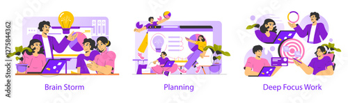 Work Focus. Flat Vector Illustration