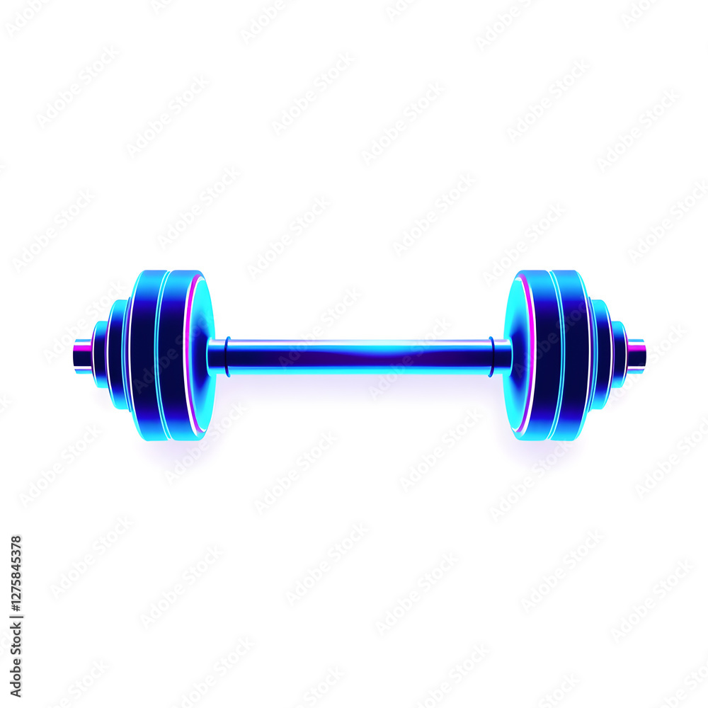 Barbell holographic 3D icon. neon symbol vector illustration isolated on white background. Generative AI Barbell holographic 3D icon. neon symbol vector illustration isolated on white background. Generative AI