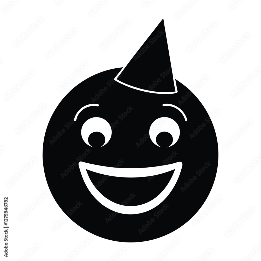 smiley face party hat emoji vector on white background smiley face party hat emoji vector on white background