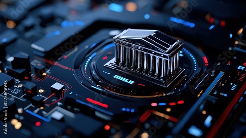 Digital innovation showcase virtual space 3d rendering futuristic environment aerial view concept of technology integration