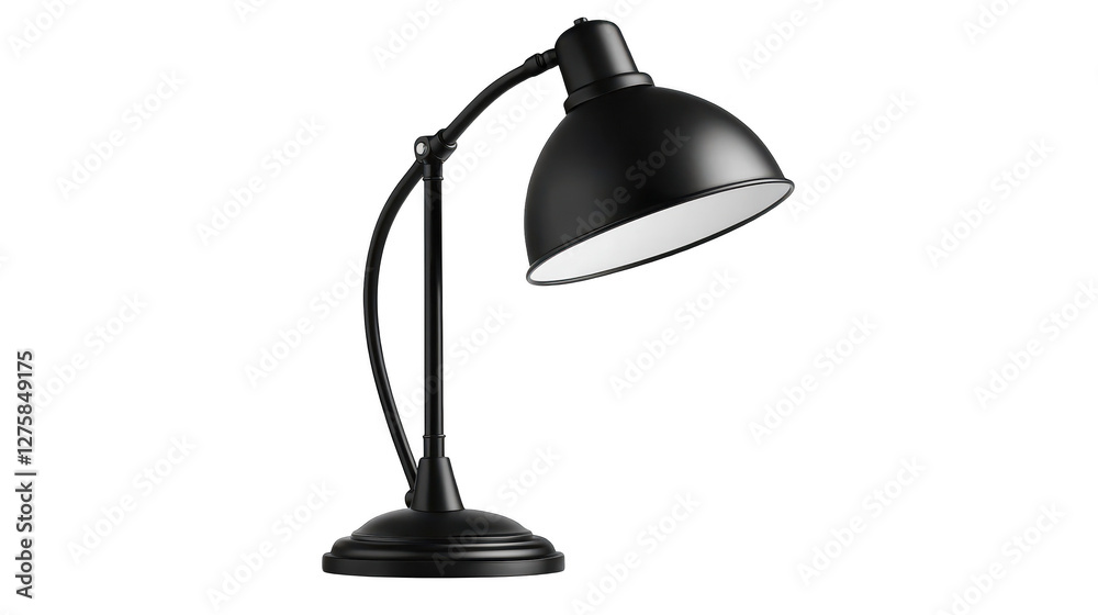 Illuminated black desk lamp against a dark backdrop, study in contrasts and focused lighting Illuminated black desk lamp against a dark backdrop, study in contrasts and focused lighting