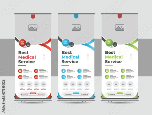 Corporate medical, hospital up banner design or new modern abstract medical clinic roll up banner layout