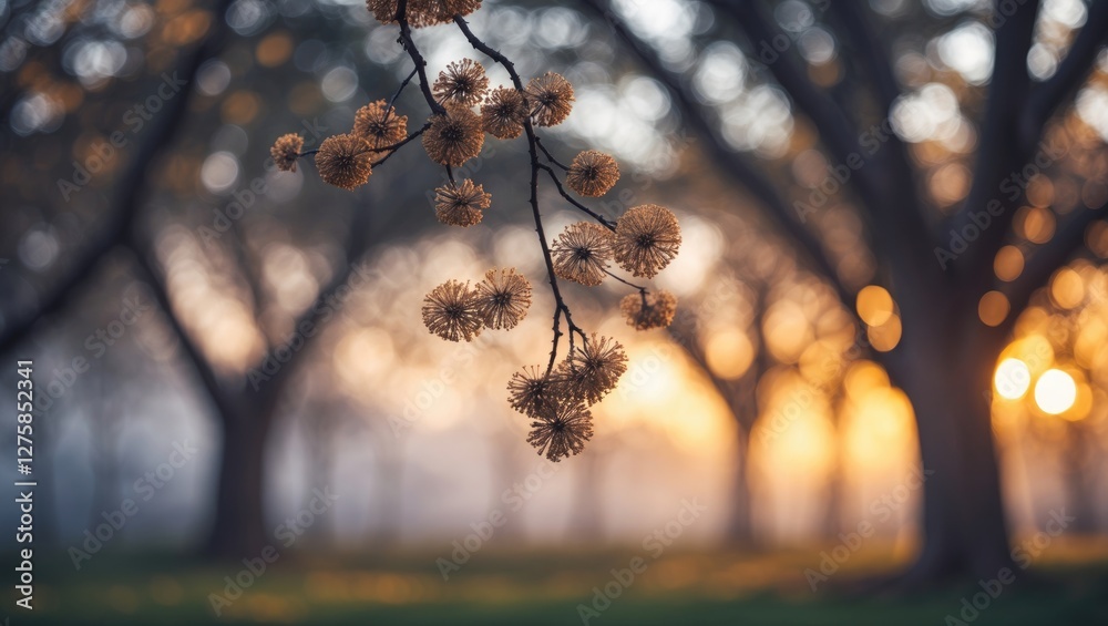 Bokeh Effect of Tree Branches with Sunlight and Soft Focus Background in a Tranquil Outdoor Setting Bokeh Effect of Tree Branches with Sunlight and Soft Focus Background in a Tranquil Outdoor Setting