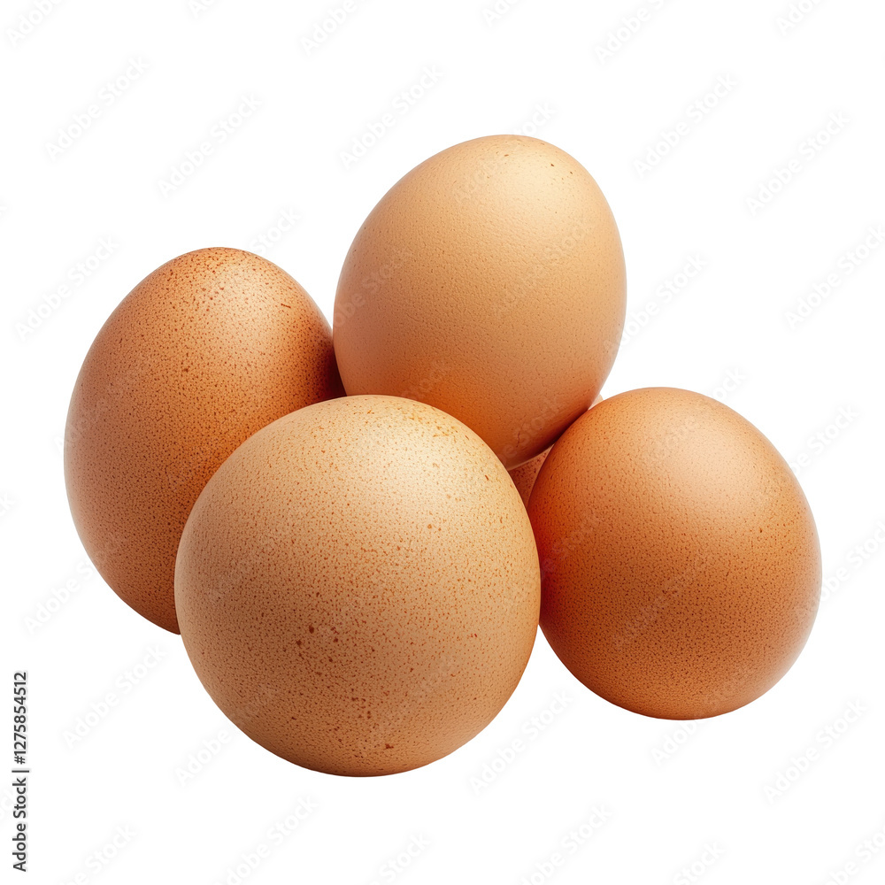 Fresh brown eggs stacked on a white background (1) isolated on png transparent background, cut out Fresh brown eggs stacked on a white background (1) isolated on png transparent background, cut out