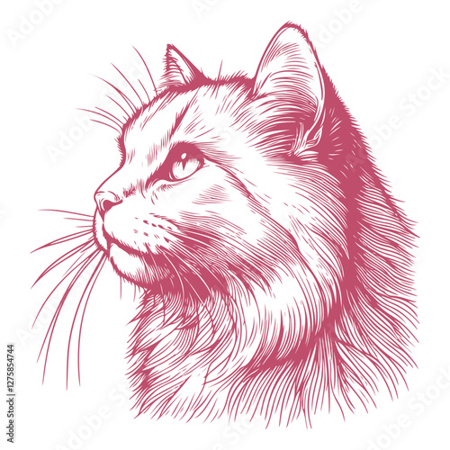 Hand-drawn vector illustration of Cat 0 in a detailed minimalist line art style for modern and creative projects