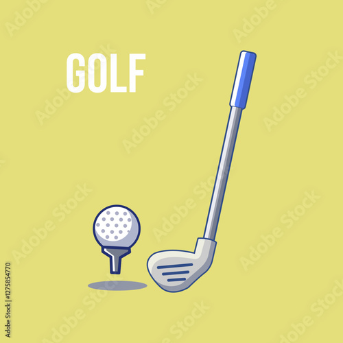 golf game stick and ball, vec...