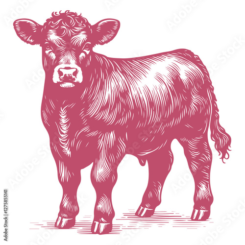 Hand-drawn vector illustration of Dexter cattle  in a detailed minimalist line art style for modern and creative projects