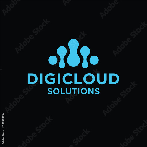 Futuristic abstract vector logo template featuring a digital cloud-inspired icon