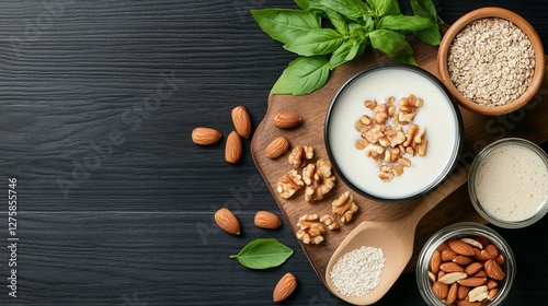 Wallpaper Mural healthy bowl of amaranth porridge with almond milk, topped with toasted nuts, and a drizzle of honey Torontodigital.ca