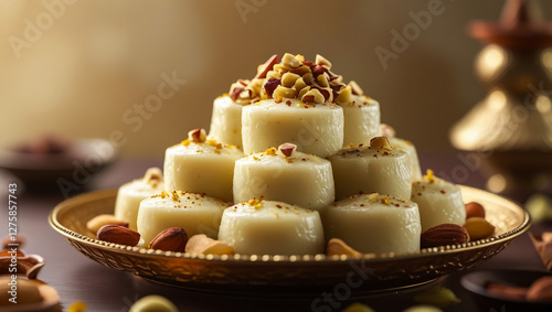 Rassgulla or Rosogolla in a bowl. Made from ball shaped dumplings of chhena and semolina dough, cooked in light syrup made of sugar. Popular in photo