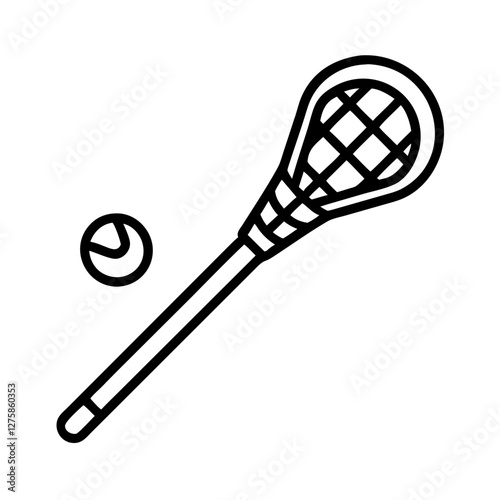 lacrosse stick and ball icon, lacrosse stick and ball line art - simple line art of lacrosse stick and ball, perfect for lacrosse stick and ball logos and icons