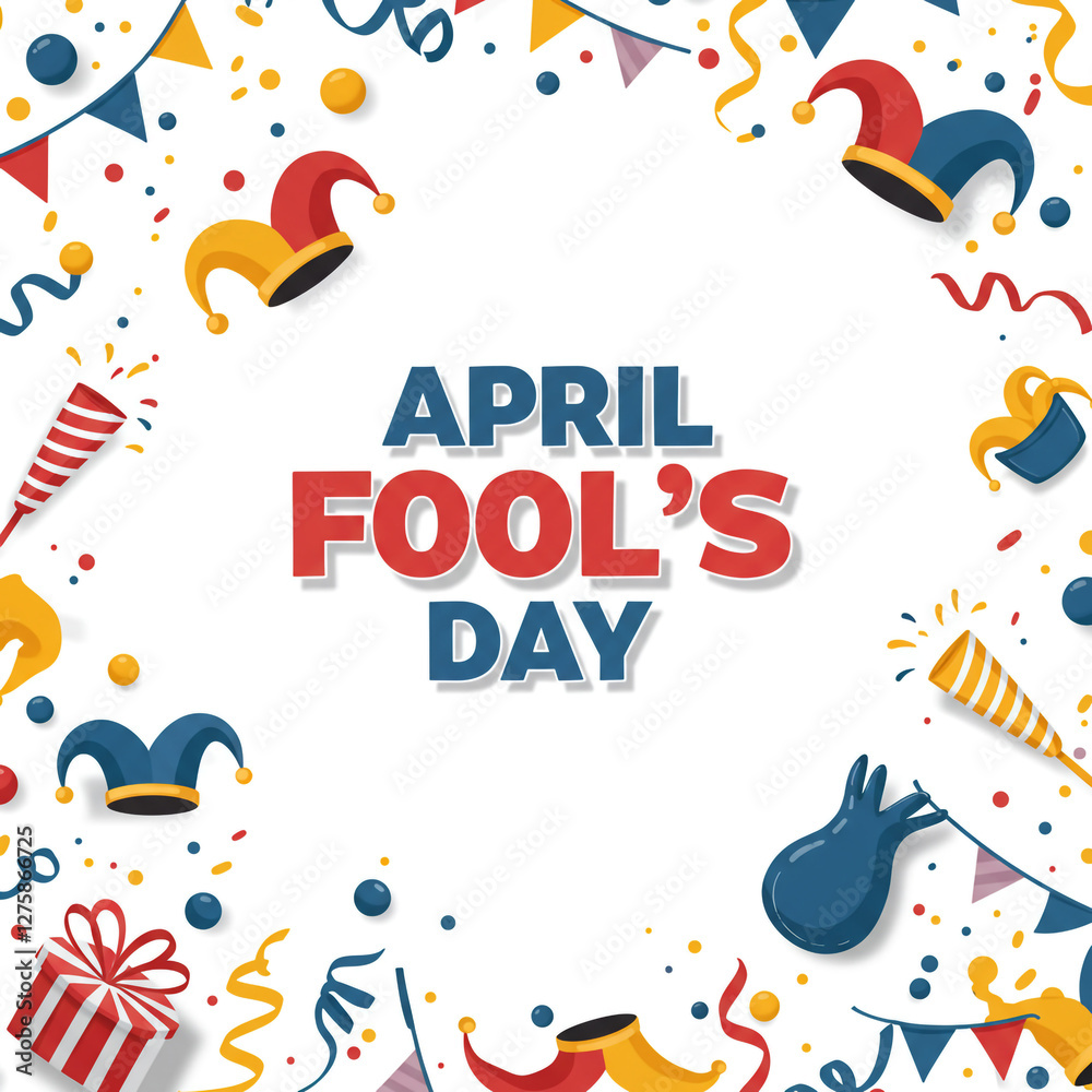 Fototapeta premium April Fool's Day Celebration with Colorful Party Elements