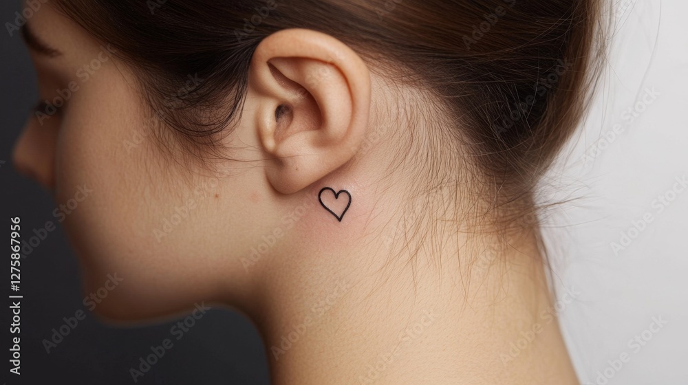 Delicate Heart Tattoo on a Woman's Neck Delicate Heart Tattoo on a Woman's Neck