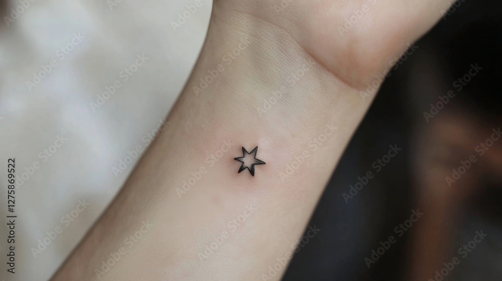 Obraz premium Small Star Tattoo on Wrist: Minimalist Design